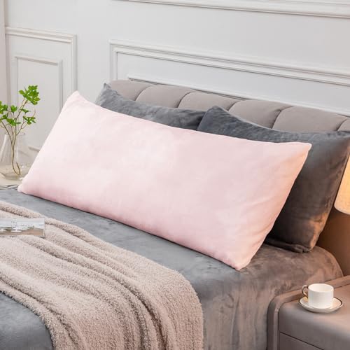 Image of BEDELITE Body Pillow Cover with Zipper, Pink, 20x54 Inch, 1 Pack | Body Pillow Pillowcase, Super Soft and Cozy Fuzzy Fleece, Luxury Plush Long Pillowcase, Versatile Comfort for All Seasons