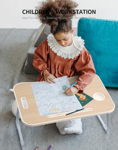 Image of ZEAPTAC Foldable Lap Desk, Bed Desk, Bed Table & Laptop Stand w /Cup Holder