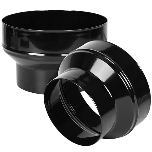 2 Pcs Duct Reducter 8 to 6 Air Ducting Reducer Increaser Air Duct Adapter or Round Metal Pipe Reducer for Bathroom Kitchen Ventilation Systems - Black