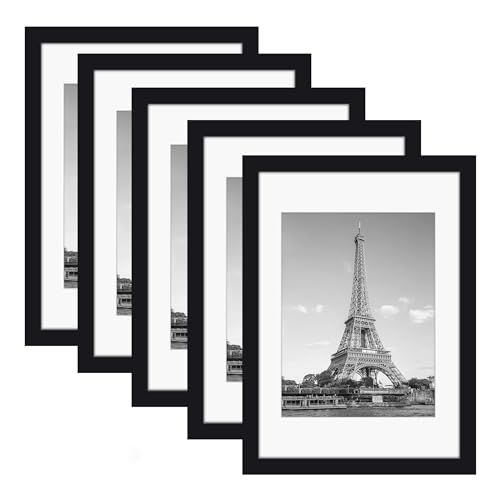Raoendis a4 額縁 5枚セット 壁掛け フォトフレーム 軽量額縁 ポスターパネル 縦置き・横置き可能 ブラック 【サイズ29.7x21cm】