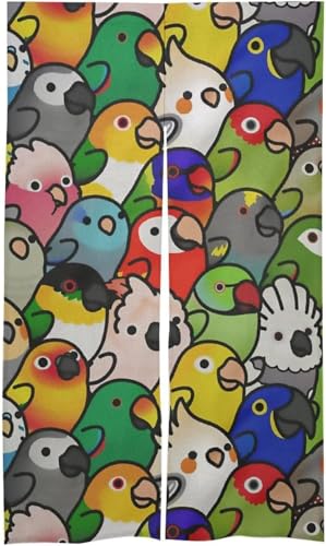 のれん 暖簾 間仕切り カラフル オウム コンゴウインコ ドアカーテン 目隠し 玄関カーテン 断熱防寒 部屋仕切り 壁掛け 四季兼用 簡単取り付け プライバシー保護 遮光 リビングルーム 飲食店 出入り口 洗面所 86 X 143cm