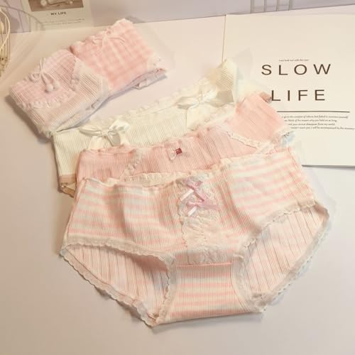 Sweet Pink Cotton Panties for Girls 5Pack - Soft Comfortable Full Coverage Underwear, Cute Bow Lovely Adorable Briefs2