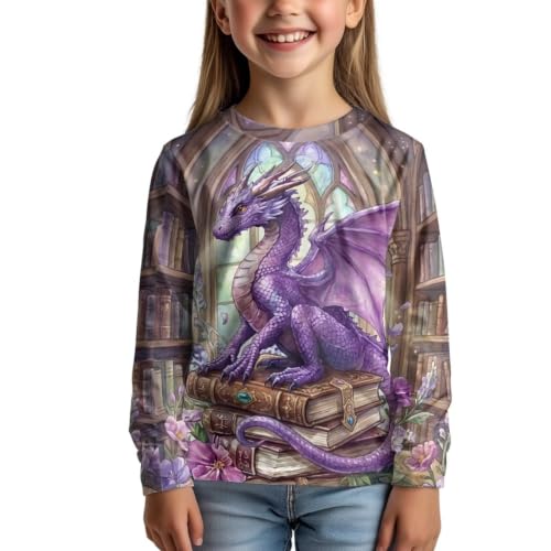 Image of WELLFLYHOM Long Sleeve T-Shirt for Boys Girls 3-16 Years Old Tee Tops Crewneck Pullover Shirts Fall Outfits