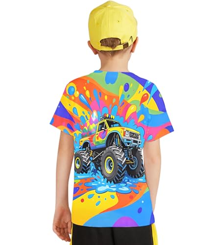 Image of Linnhoy Kids 3D Print Fashion Graphic T-Shirts for Boys Girls 6-16 Years | Unisex Colorful Short Sleeve, Crewneck, Breathable Fabric, Suitable for Daily Sport Festival Wear