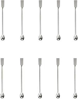 SagaSave 2 in 1 Laboratory Spoon Spatula Stainless Steel Lab Mixing Double End Reagent Sampling Spoon Spatula Tool for Laboratories, Clinics, Pharmacies, Personal DIY Cosmetics, 10 Pcs