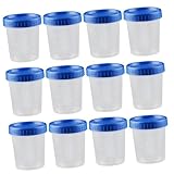TOBBOMEY 25 piezas Vasos Medidores de Plástico con Tapa Resistentes Deformaciones Graduados para Laboratorio Muestras Líquidas y Preparación de Reactivos