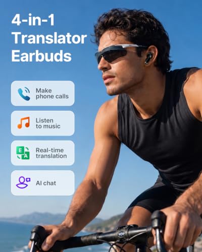 Image of AI Translation Earbuds Real Time 157 Languages Translator Ear Buds Interpreter Earphones, in-Ear Earbuds Support Playing Music Phone Calls, Audifonos Traductores Ingles Espanol for Travel Business