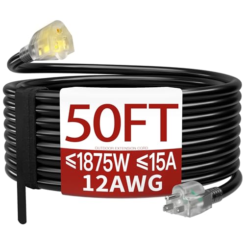 50 FT Heavy Duty Outdoor Extension Cord 12 Gauge