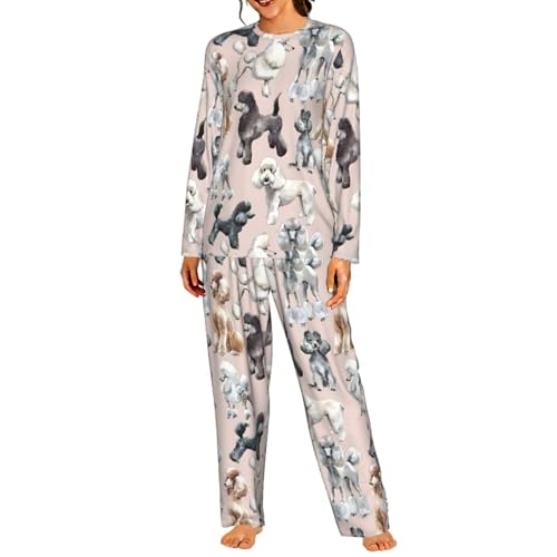 Ensemble de pyjama assorti femme doux confortable imprimé caniche