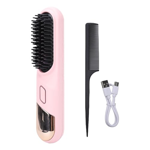 Cepillo alisador de pelo portátil inalámbrico rosa miniatura 5