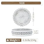 Hanobe Wood Plate Candle Holder: Small Candle Plate Set of 3 Decorative White Washed Beaded Candle Tray Round Candle Stick Holders Farmhouse Table Centerpiece for Fireplace Dining Room Home Decor - Image 5