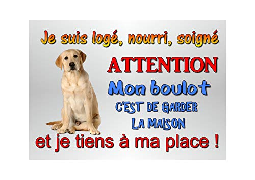 plaque attention chien labrador retriever en métal 29 x 20 cm env réf 59