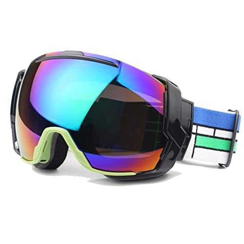 Gafas de snowboard UV400 antivaho con lente intercambiable verde mate