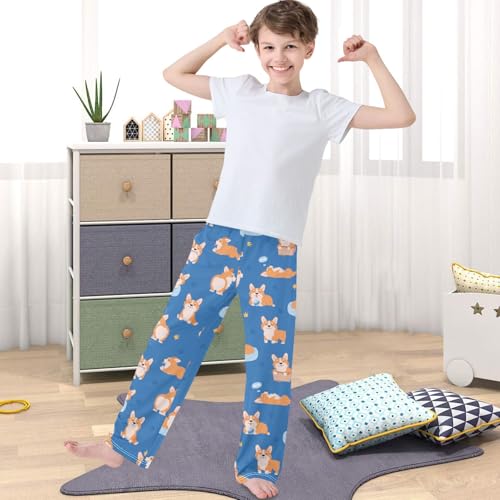 Boy's Pants Welsh Corgi Different Poses Jogger Pants Elastic Waist Long Bottoms Trousers with Pockets 6-14 Years4