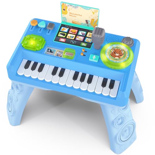 Baby DJ Table for Toddlers 1-3, Baby Musical Piano Toys 6-9-12-18 Months Toddler Activity Learning DJ Mixing Table with Music & Light Educational Toy for 1 Year Old Boy Girl First Birthday Infant Gift
