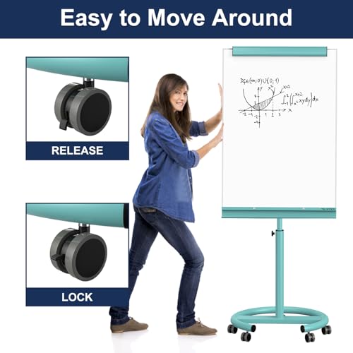 Image of TSJ OFFICE Rolling Whiteboard Standing - 40 x 26 Inches Mobile White Board