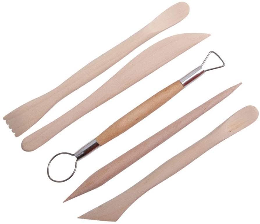 levin 5 pcs pottery tool kit - ceramic pottery & clay ribbon wood modeling tools kit polymer clay sculpting tools set