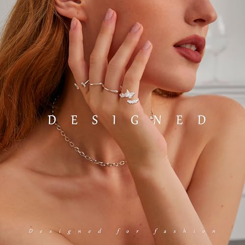 Rings for Women Butterfly Ring 925 Sterling Silver 18k Gold Plated Rings Adjustable Promise Open Ring for Women Couple Wedding Engagement Jewelry Gifts3