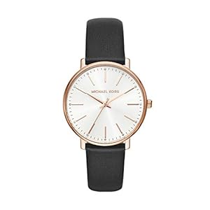 Michael Kors Women’s Pyper Stainless Steel Quartz Watch with Leather Strap, Black, 18 (Model: MK2834)