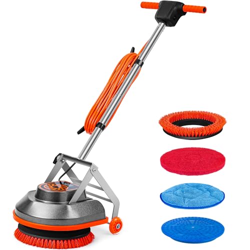 HHQ 15' Floor Buffer Machine, Commercial Floor Scrubber Machine with Brushes and Pads, Heavy Duty Floor Cleaner and Polisher- Deep Clean and Polish Your Floors with Ease