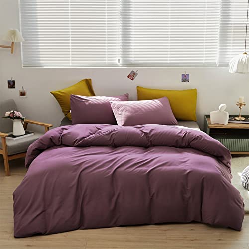 Image of KAREVER Purple Comforter Set King Grape Color Bedding Set 3 Pieces Lightweight Blanket Set Hotel Quality Women Breathable Comforter Set King