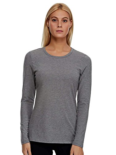 Felina | Long Sleeve Crew Neck Shirt | Cotton & Modal (Medium Heather Grey, Medium)