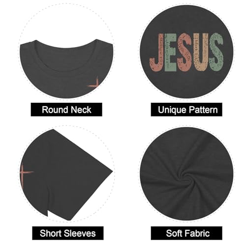 Image of Christian Shirts for Women Jesus Tees Faith Shirts Bible Verse Print Tops | Jesus Shirts for Women,Christian Faith Tee,Vintage Cross Print,Bible Verse,Religious Love Jesus Tops,Religious Scriptures