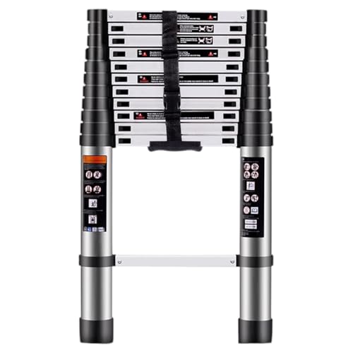 Escalera Plegable Telescópica de Aluminio Multiusos Portátil Extensible - Tamaños: 2 Metros | Fácil Uso y Mecanismo Sencillo | Botón de Bloqueo (2 Metros)