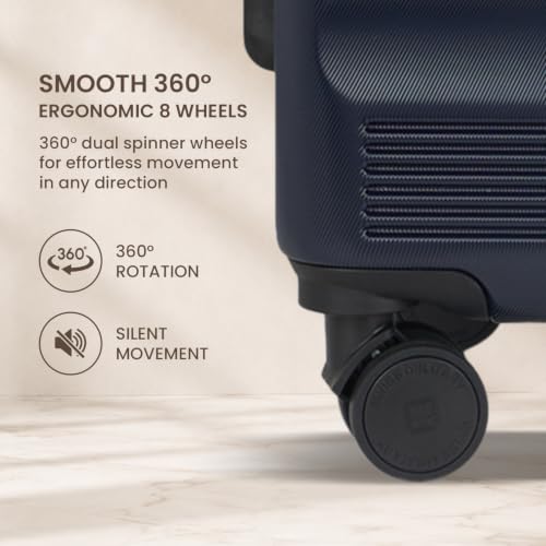 Image of SWISS MILITARY Pascal Lightweight PC Hard Large Check in Travel Luggage Trolley Bag with Anti-Theft Zippers & 3-Dial Lock, 360 Wheels, Wet Pocket & Aluminium Handle Suitcase Set of 3 -Navy