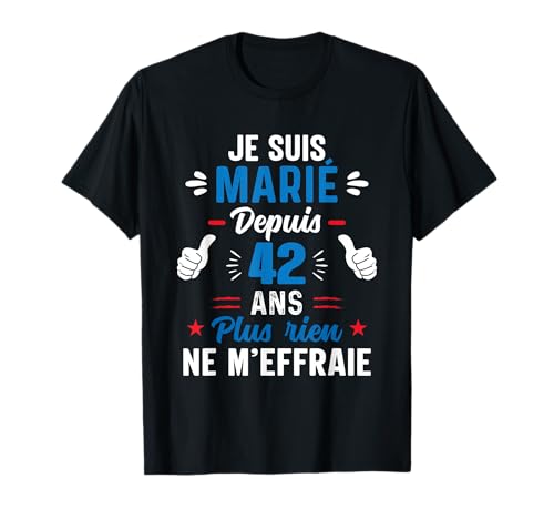 Couple Amoureux Cadeau 42 Ans de Mariage Noces de nacre T-Shirt