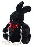  Kawaii-Story LB-76-4 Schwarz Plüsch Hase Bunny Rabbit Perlenriemen Sweet Pastel Goth Lolita Harajuku Tasche