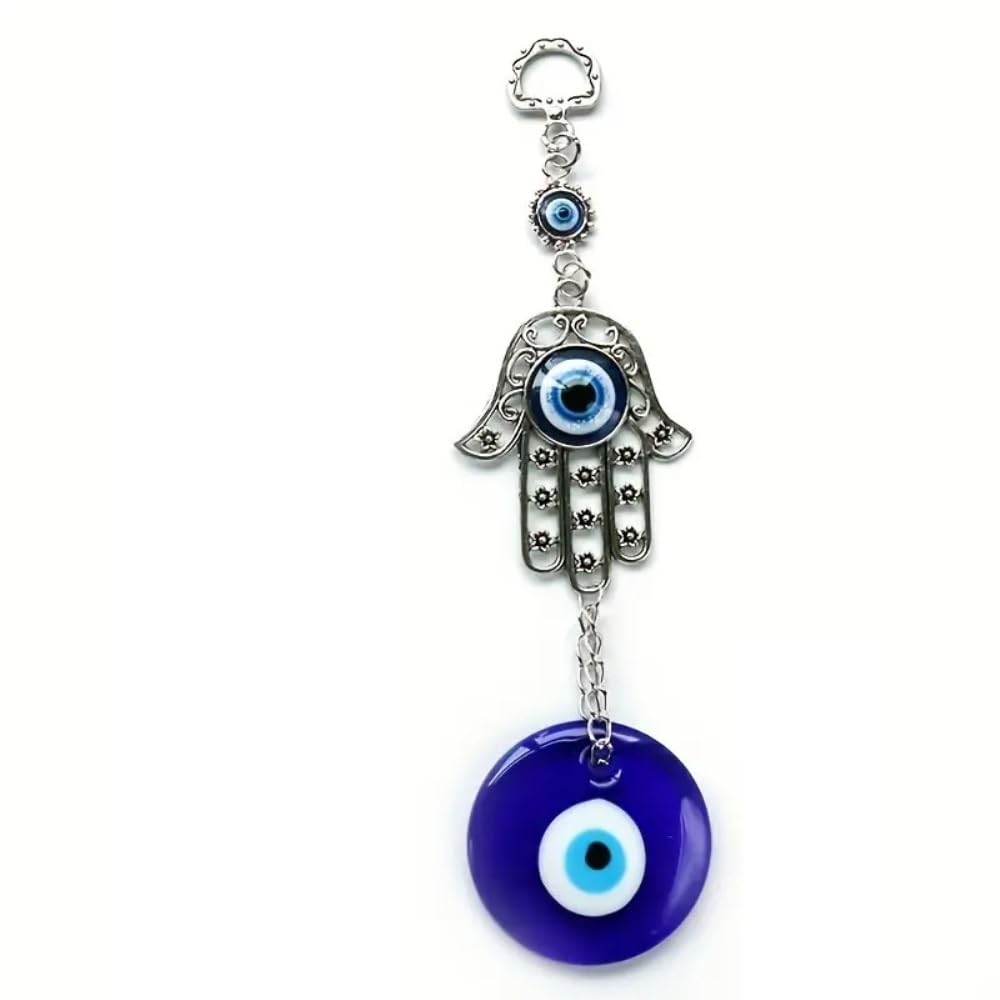 Wind Chime Blue Glass Hanging Car Evil Eye Windchime Charm Ornament Rear Blessings Protection Windchime(Glass eyes)
