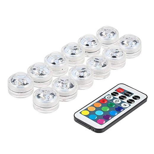 Ajcoflt Mini LEDs RGB Luz submersa Lâmpada colorida Luz subaquática da vela IP68 Resistência à água com controle remoto 12 pack