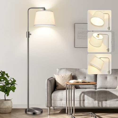 Image of Nintiue 【Upgraded】 Dimmable Floor Lamp, 1000 Lumens LED Edison Bulb Included, Brushed Nickel Arc Floor Lamps for Living Room Modern Standing Lamp Tall Lamps for Living Room Bedroom