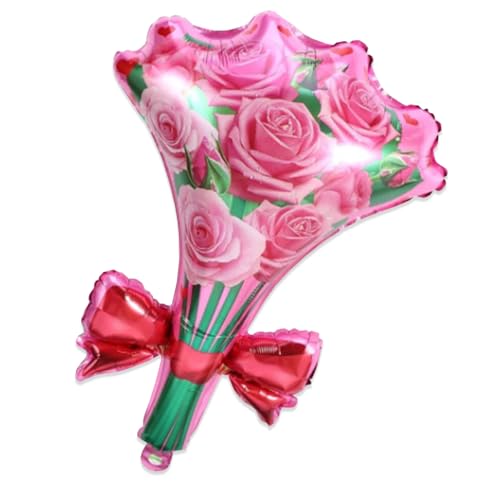 Image of Rozi Decoration Rose Bouquet Shape Foil Balloon for Birthday Decoration, Flower Theme Balloon for Anniversary, Romantic Celebration, Surprise Decor and Special Occasion Setup 1 Pcs