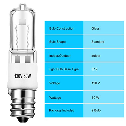 Incandescent Bulb 120V 60W Bulb E12 (Candelabra) Base Krypton Light Bulb (4) #TOP3