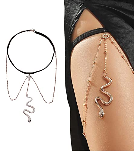 Chaîne De Jambe De Serpent Sexy - Bijoux De Corps De Mode De Chaîne De Cuisse Glamour pour Les Femmes Et Les Filles (Silver) Cover