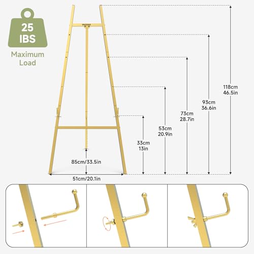 Gold Easel Stand for Sign, 47 Heavy Duty Metal Display Easel