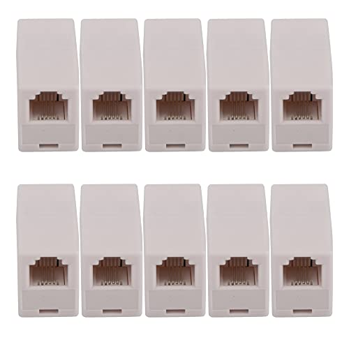 Ubramac RJ11 Coupler, Straight Telephone Inline Coupler RJ11 6P4C Inline Keystone Jack Female to Female Straight Telephone Cable Cord Extension Adapter (White -10 Pack)