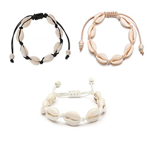 Hisredsun 6 pcs Handmade Bracelet Indoor Natural Shell Hawaiian Beach Anklet(6 pcs Bracelets)