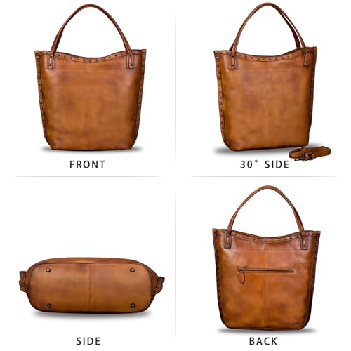 Bolso bandolera de cuero genuino para mujer color marrón miniatura 4