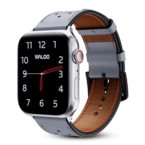 Bracelet en cuir véritable respirant WALOO pour montre connectée Apple Watch 38 40 41mm