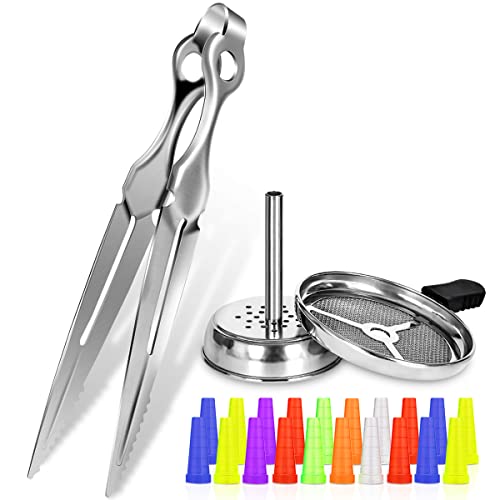 DFESKAH Shisha Zange Set, Inkl. Edelstahl Kohlezange & Kaminaufsatz & Hygiene Mundstück 100pcs, Shisha Zubehör Set (02)