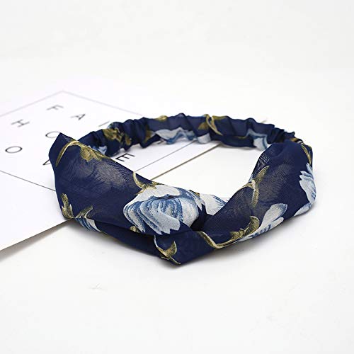 Axgo HSHB19 Stirnbänder elastisch Turban Head Wrap Style Deko-Schal Haarband Zubehör für Damen, Marineblau Cover
