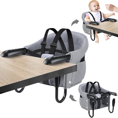 Fader Baby high Chair, Hook on high Chair, Portable High Chair for Travel, High Chair for Table, Portable & Foldable,Suitable for Family and Travel, for Babies 6-36 Months for Eating & Dining (Grey)