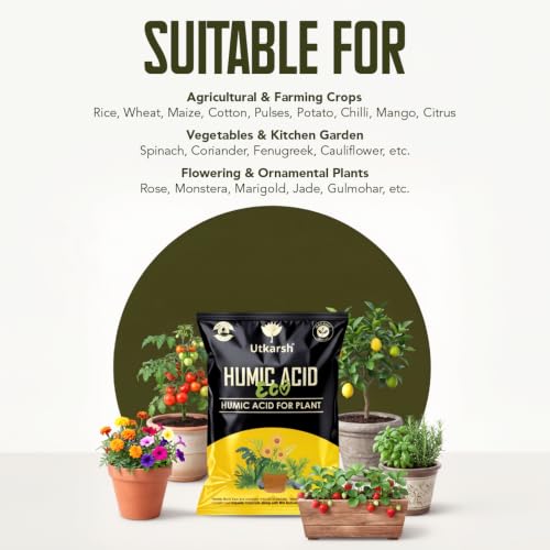 Image of Utkarsh Humic Acid Eco for Plants - 5 Kg | Organic Humic & Fulvic Acid Soil Conditioner | Improves Soil Fertility, Root Growth & Nutrient Absorption | Suitable for Agriculture, Gardening & Home Plants