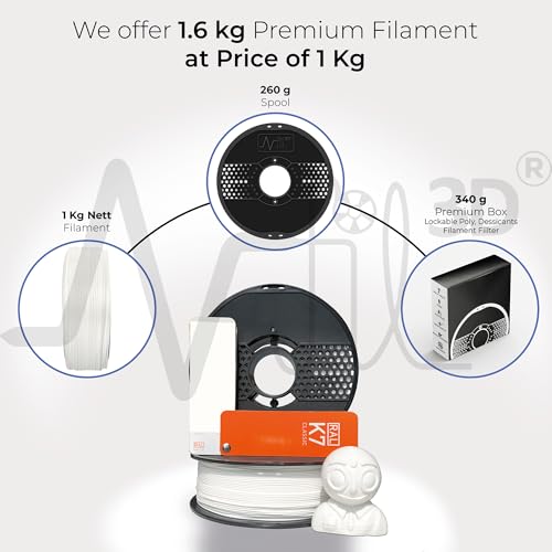 Image of NFIL3D 1KG Net Turbo Finish PLA+ Snow White 3D Printer Filament | Filaments for 3D Printer| 1.75mm| Accuracy + /- 0.015mm | 1000g 3D Filament, 250g Spool, 350g Packaging Weight (Total Weight 1.6KG)