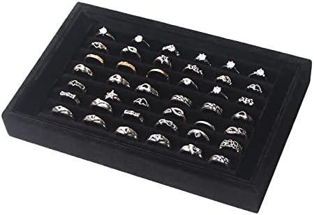 Pangkeep Ring Holder Display Tray Jewelry Organizer Stands for Selling Rings Earrings Show (Black)