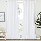 NICETOWN Window Treatment Curtains for Guestroom, (Pure White Color) W52 x L108, 2 PCs, Back Tab/Rod...