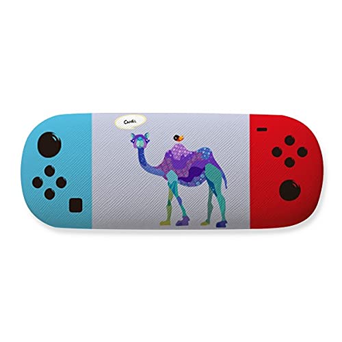 Étui de rangement pour lunettes motif oiseau bleu violet et camel élégant